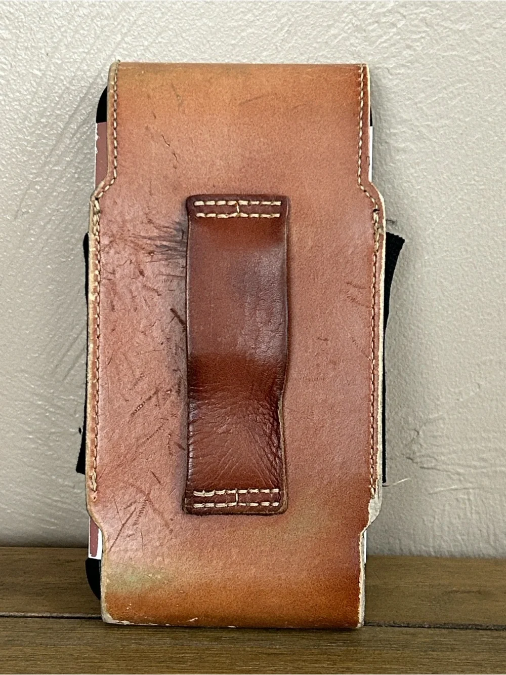 Texas Western Handcrafted Basketweave Tooled Leather Phone Holster Brown & Black
